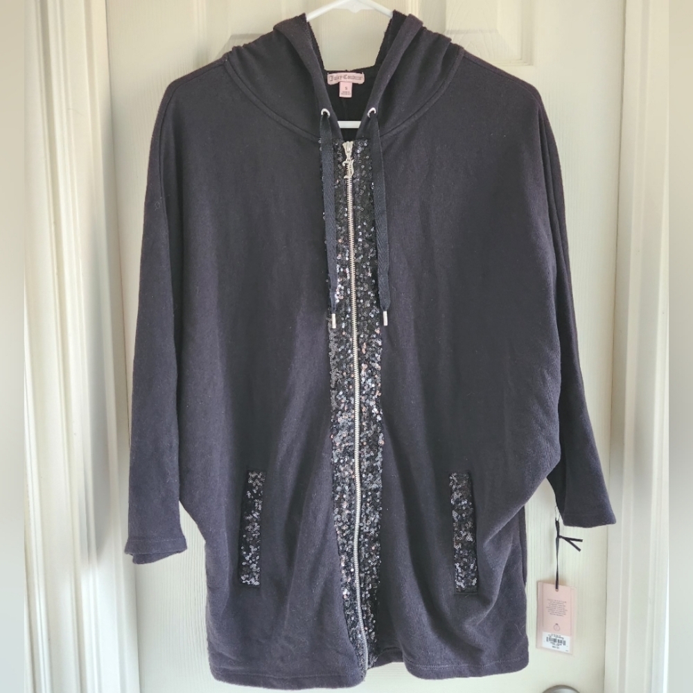 Juicy Couture Sequin Shimmer Zip Up Hoodie Size Small